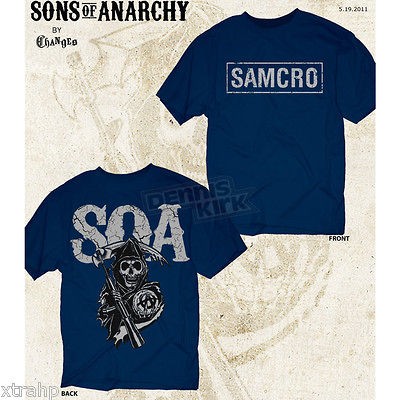 Sons Of Anarchy SAMCRO 2 Sided Logo & Reaper T Shirt Licensed Adult 