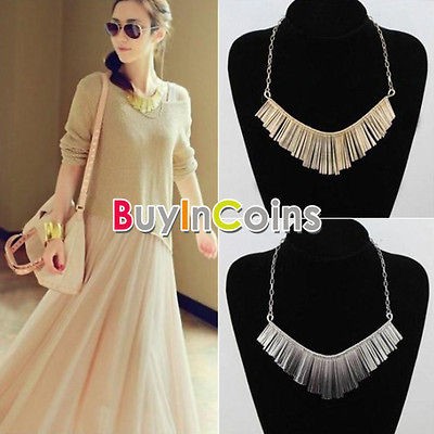 New Fashion Elegant Multilayer Tassels Metal Choker Bib False Collar 