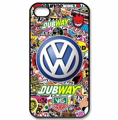 VW STICKER BOMB Apple iPhone 4 4s Hard Case Cover Dubway Vag Camper 