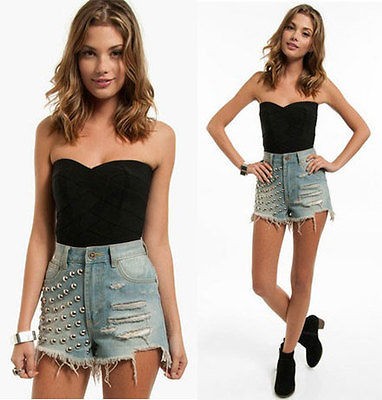   BLACK SWEET HEART BUSTIER CROP BANDAGE BODY CON Sleeveless TUBE Top