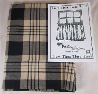 Primitive Country Black/Tan Plaid Sturbridge Cotton Valance 72x14