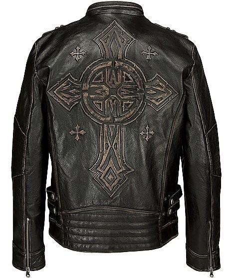 New AFFLICTION Black Premium Leather Jacket ANY SUNDAY Size S 10OW425