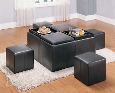 espresso bicast leather storage ottoman w 4 cube stools time