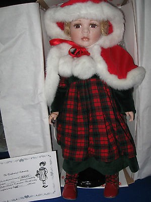 NIB Delton Porcelain Doll HOLLY 18 Ltd Ed with COA w/Stand 