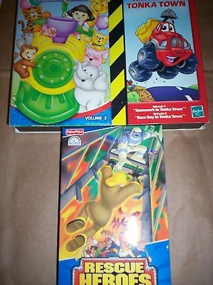 VHS movies(Chilldrens Rescue Heros, Little People, Tonka Town)