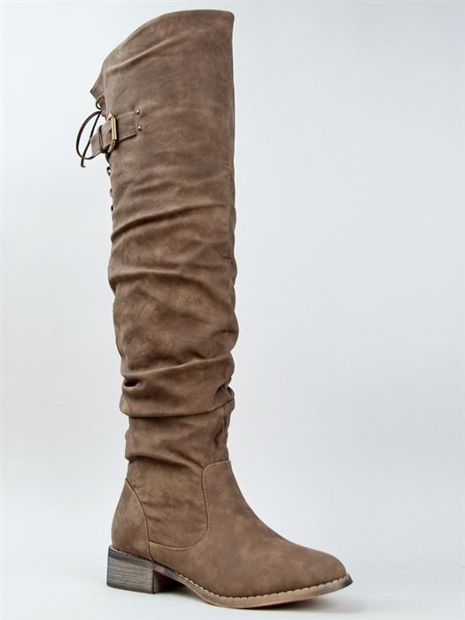 NEW Women Buckle Slouchy Over the Knee High Riding Boot beige sz Taupe 