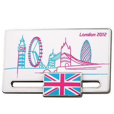 London 2012 Olympic Landmark Tower Bridge Eye Big Ben Union Flag White 