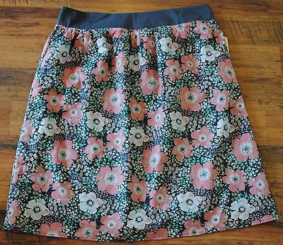 WOMENS BELLA BIRD A LINE FLORAL SKIRT SIZE M GRAY PINK NEW