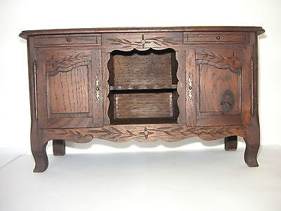 Vintage doll miniature oak sideboard/buff​et   French carved 