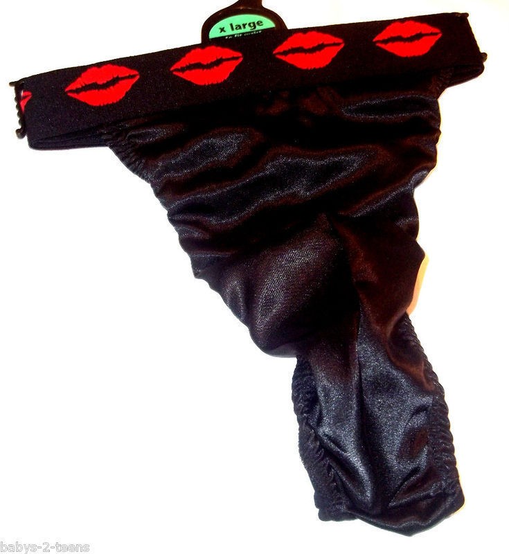 ADULTS MENS BLACK LIPS NOVELTY THONG BRIEFS UNDERWEAR SIZES S,M,L,XL