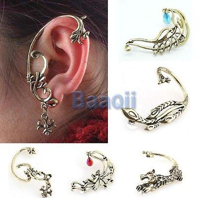 1pc Punk Lovely Animals Flowers Crystal Temptation Metal Wrap Cuff 