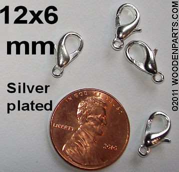   Silver Plated lobster clasp / parrot clasp 12mm x 6mm for necklaces