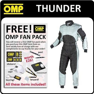 KK01710 OMP THUNDER KART SUIT FIA SIZE 58 GREY/BLACK ADULT SENIOR