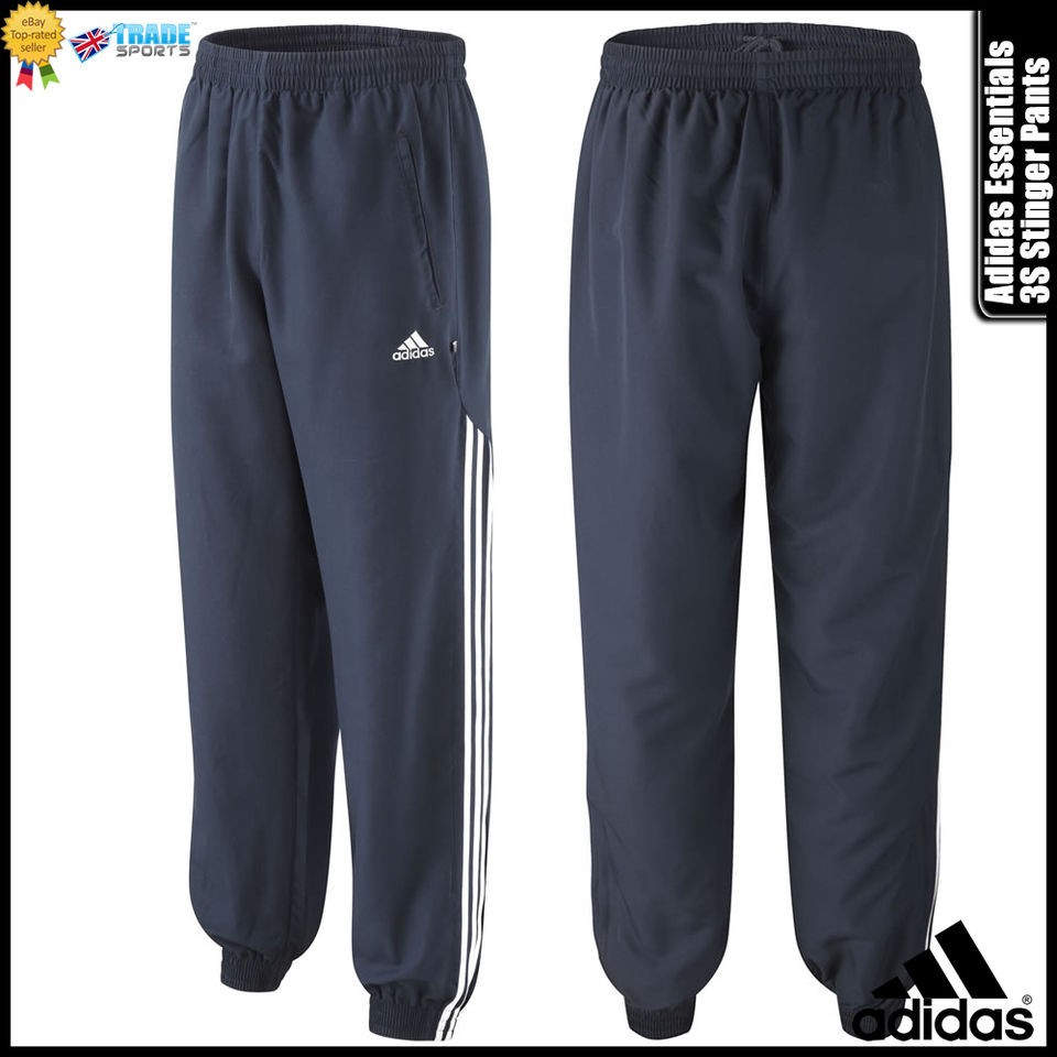 ADIDAS NEW MENS 3 STRIPE STINGER TRACK PANTS NAVY/WHITE SIZE S M L XL