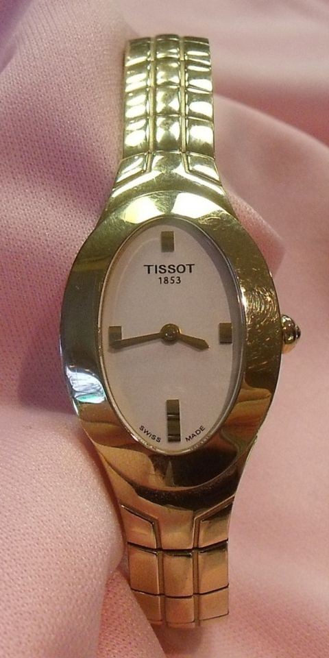 ladies 1853 tissot gold tone stainless steel watch time left
