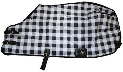   Horse Stable Show Blanket Rug Medium Weight Black White Plaid 78