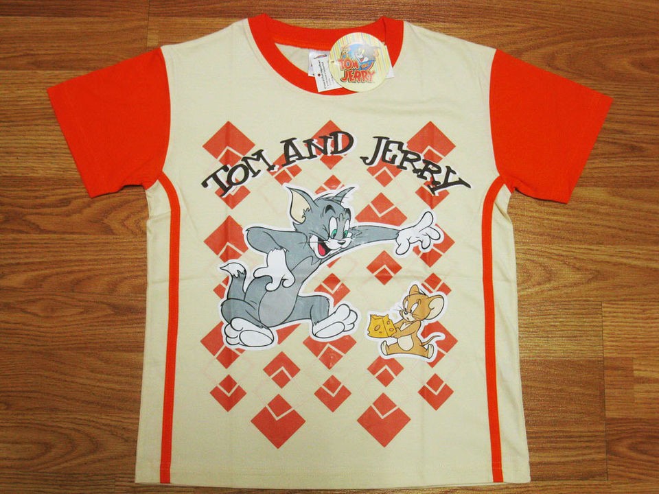Tom & Jerry Boy Cotton T Shirt #4106 21 Beige Size 14 age 12 14