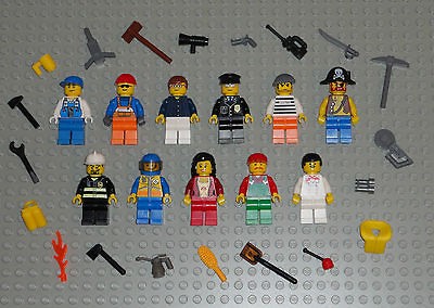   Lot 11 People Police Girl Pirate Space City Toys Guys Minifigs