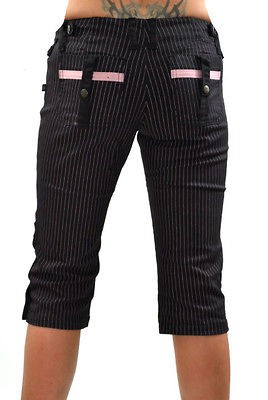 TRIPP NYC GOTHIC STRIPE PUNK GOTH STEAMPUNK ROCK STAR CAPRI PANTS 