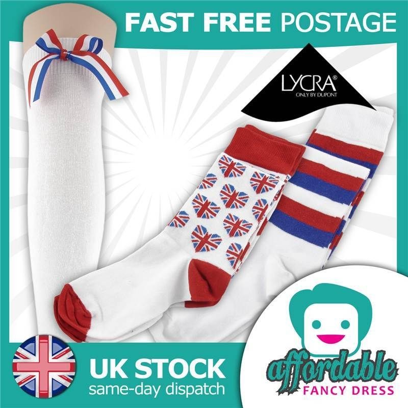 NEW UNION JACK ROYAL JUBILEE OLYMPICS 2012 ENGLAND OVER THE KNEE SOCKS 