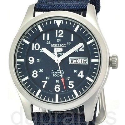   Sports Military Blue Dial Automatic WR100M Watch SNZG11 SNZG11K1