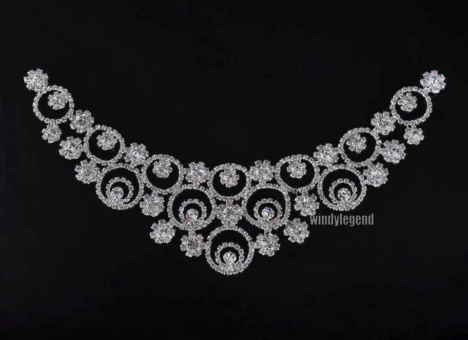 Clear Crystal Rhinestone Sewing Lovely Wedding Bridal Costume Collar 