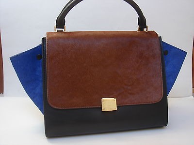 CELIINE TRI COLOUR FALL 2012 PONY TRAPEZE HANDBAG, NEW WITH TAGS