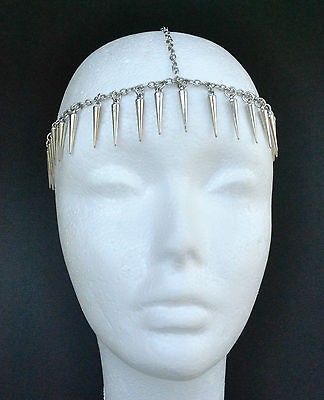 PUNK STYLE GRECIAN METALLIC SPIKE HEAD CHAIN ARROW HEAD HEADBAND 