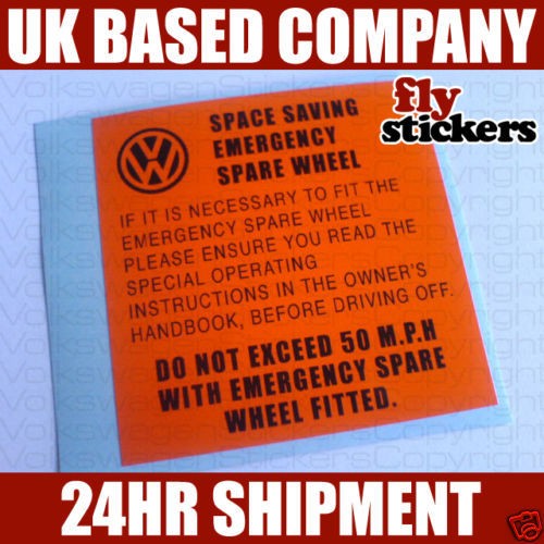 vw mk2 golf gti space saving wheel sticker time left