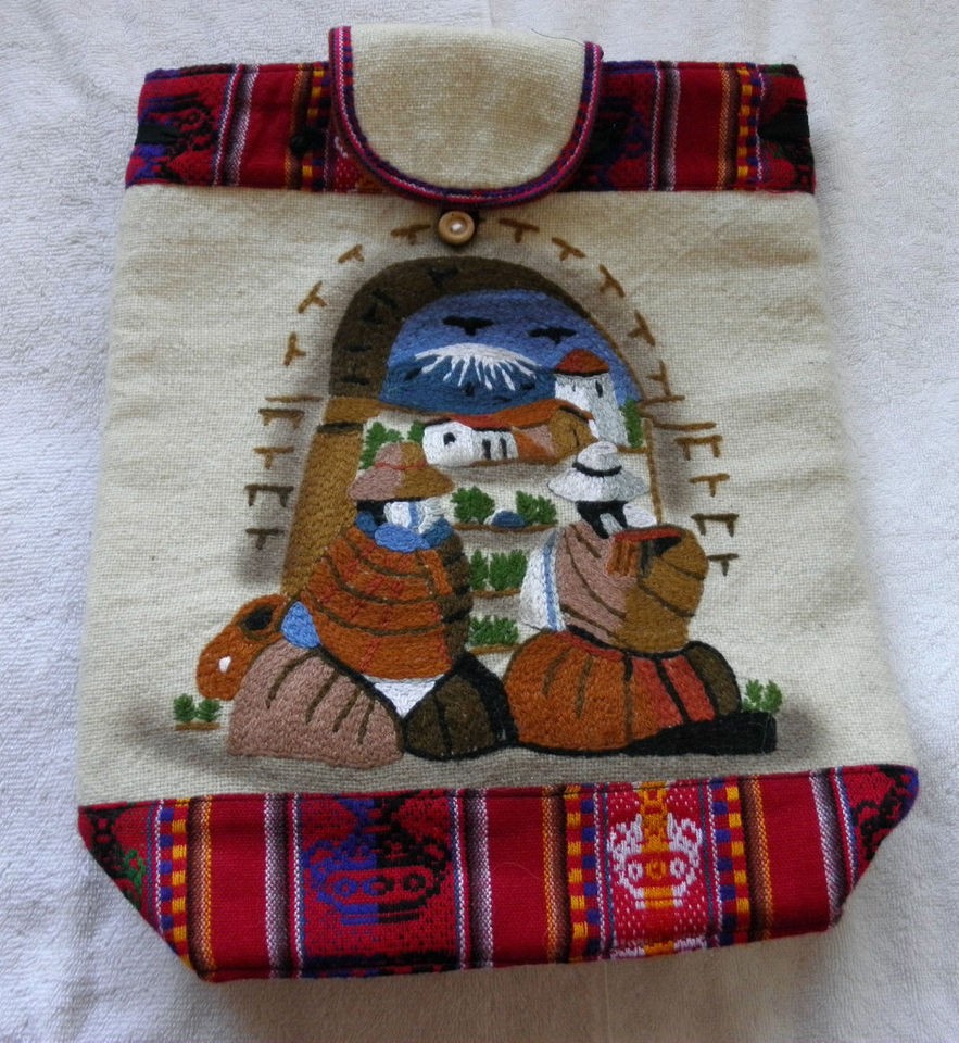 New from Peru Andean Designed Scene of Alpacas Inca Large Size 