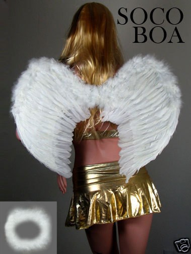   White Feather Halloween Angel Wings Adult + HALO Fairy Photo props