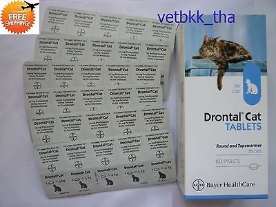 60 Tablets Drontal Cat Kitten Wormer Roundworm. Exp.01 2017. Ship out 