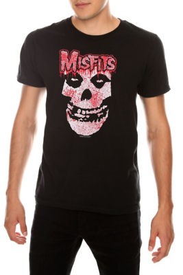 NEW Mens MISFITS Logo Bloody Crimson Ghost Skull Black Red T Shirt 