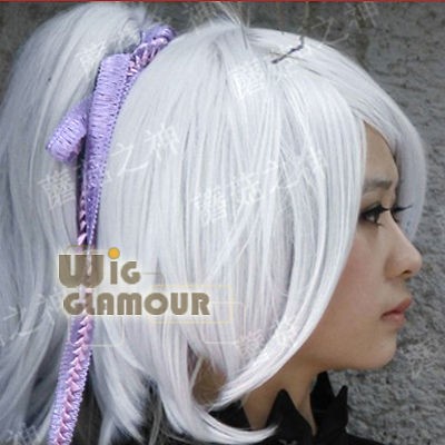 Darker than BLACK Yin Short Silver White Cosplay Wig + Ponytail