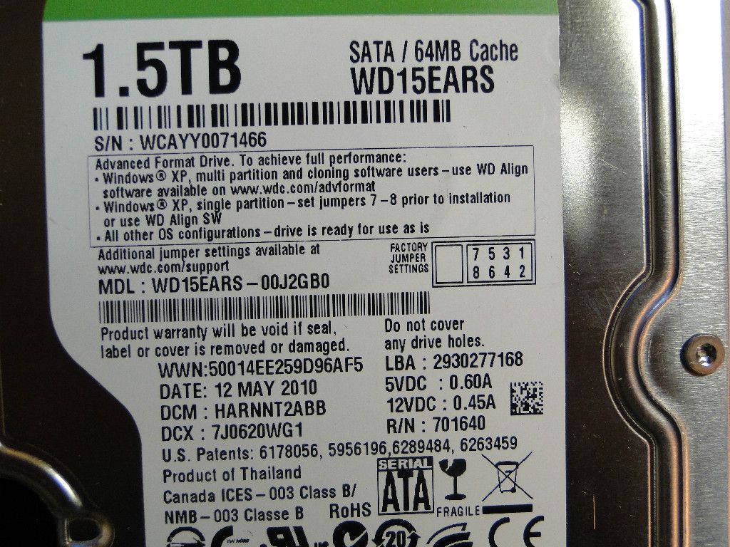   Caviar Green 1 5 TB 7200 RPM 3 5 Hard Drive 0718037750576