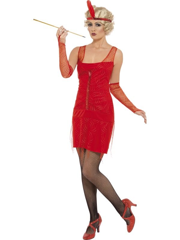 20s Red Flapper Costume Dress Adult Medium *New*
