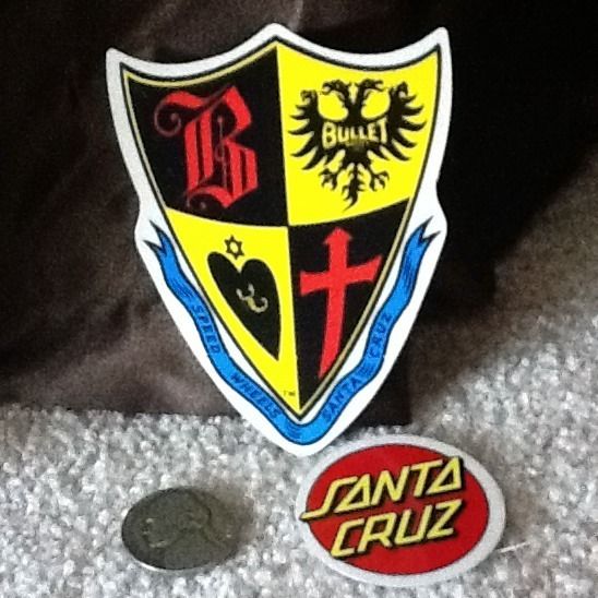   Skateboard Sticker Santa Cruz Original Bullet & a Cruz Dot 80s rare