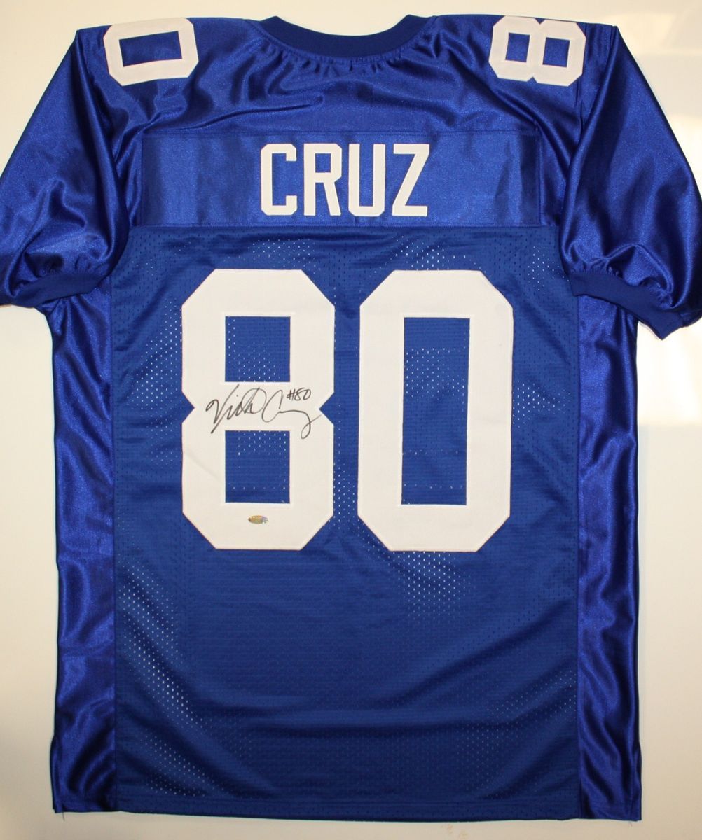 Victor Cruz Autographed Blue New York Giants Jersey  Steiner 