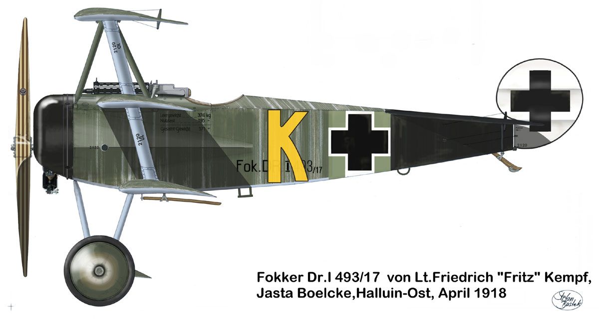 Fokker Dr.I, 413/ 17 , Ltn C Bolle, Jasta 2,Halluin Ost Airfield 