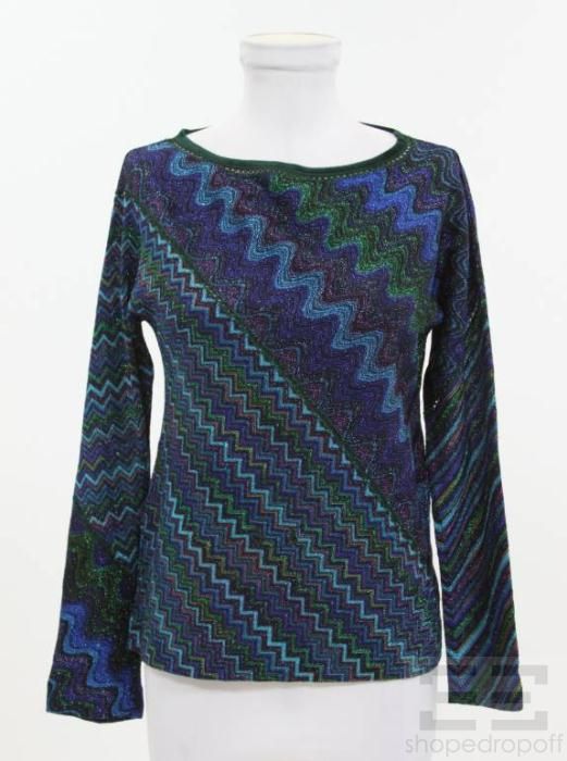 Missoni for  Blue Green Purple Shimmer Knit Top Size 