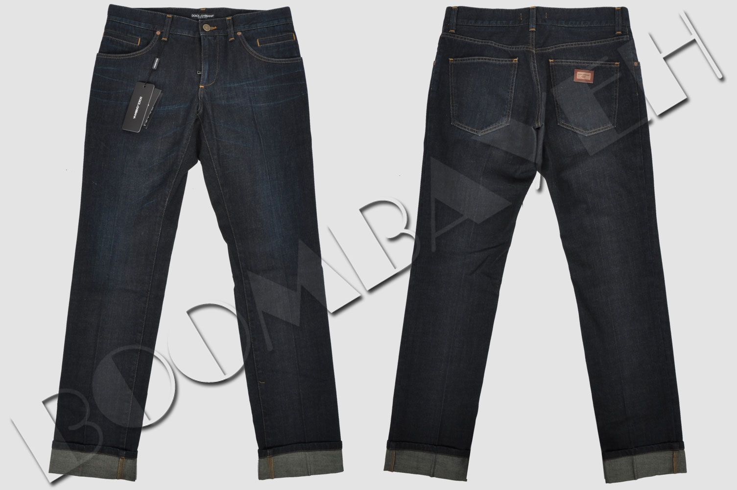 DOLCE & GABBANA 14/GOLD DARKBLUE SIGNATURE LOGO JEANS FW2012