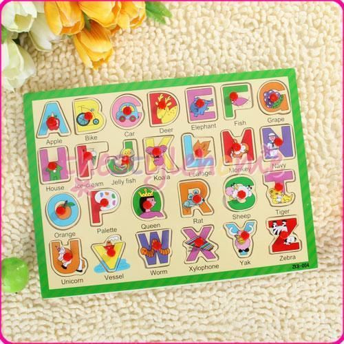 Wooden Baby Learning Alphabet Letter Puzzle Toy Safety