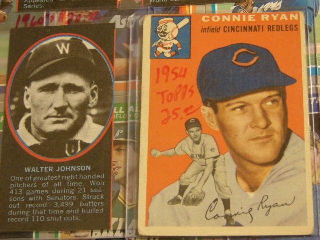 1960 s walter johnson card vintage 1954 topps connie ryan sp card