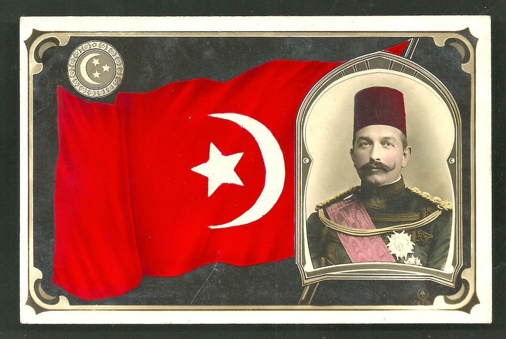 Abbas II Hilmi Bey RPPC Khedive Flag Egypt Ottoman Turkey CA 1914 