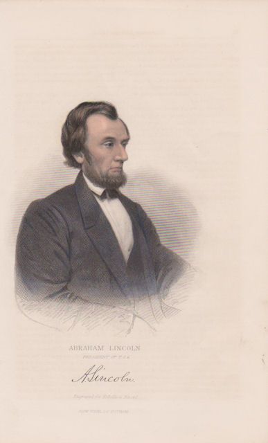 President Abraham Lincoln 1861 Hand Colored Engraving