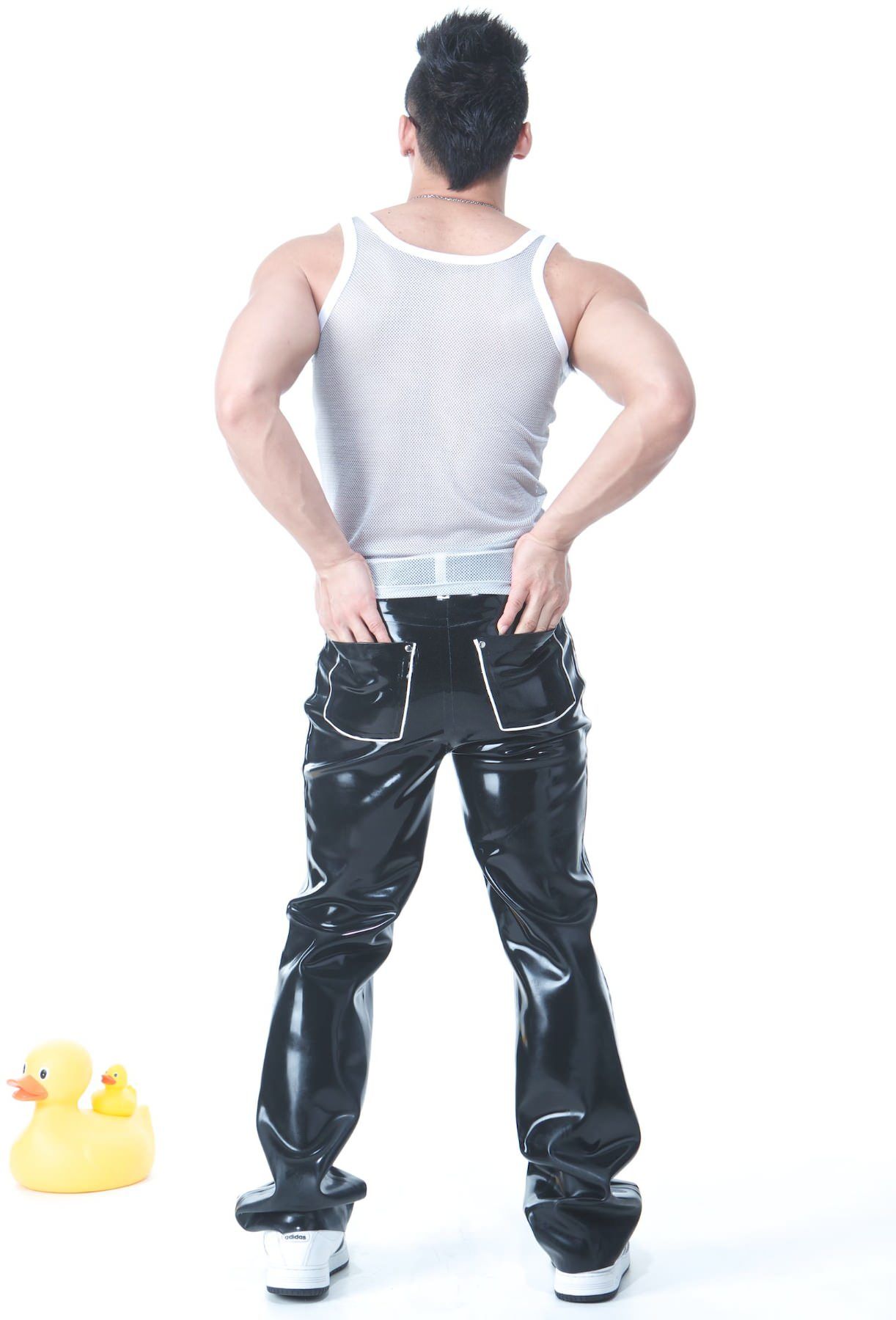 Squeeze Dog Latex Gummi Rubber Casual Active Pants Black