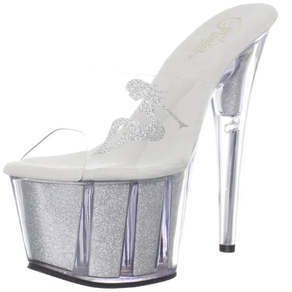   Silver 6 Glitter 2 25 Platform Mule Truckgirl Adore 701 4 C S