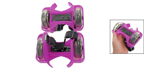 Pair Adjustable Flashing Wheels Roller Skates Magenta