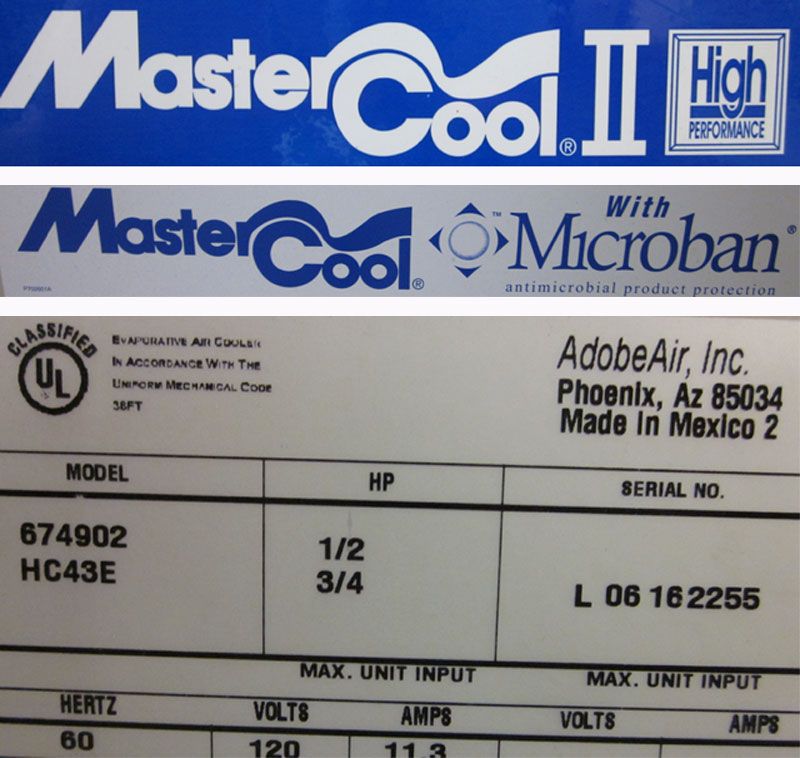 Adobeair Mastercool II Evaporative Swamp Air Cooler