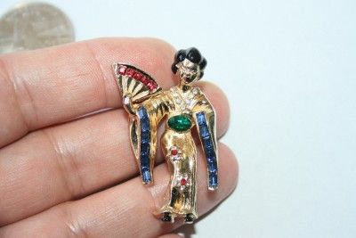 Vintage RARE Geisha Asian Princess A Katz Coro Brooch